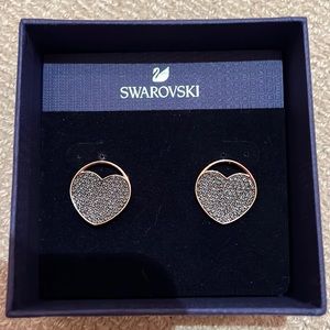 Swarovski Rose Gold Oversized Heart Earrings New in Box